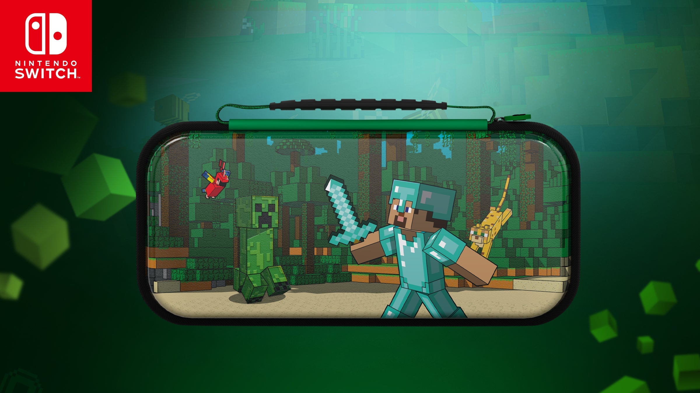 Accessories - PDP REALMz Travel-ase Plus: Minecraft Forest Battle - Nintendo Switch